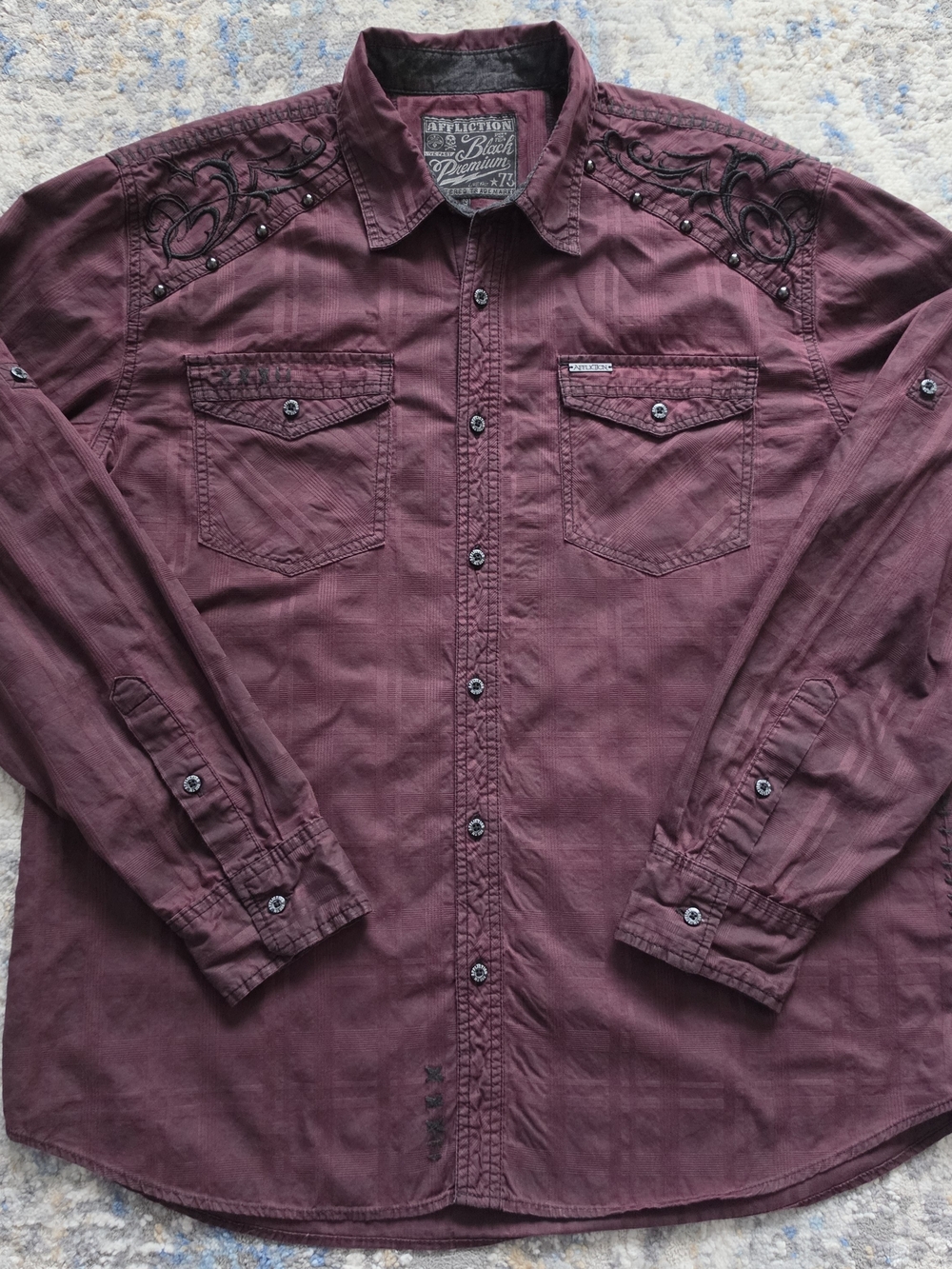 Affliction Black Premium Men's Burgundy Shirt 2XL